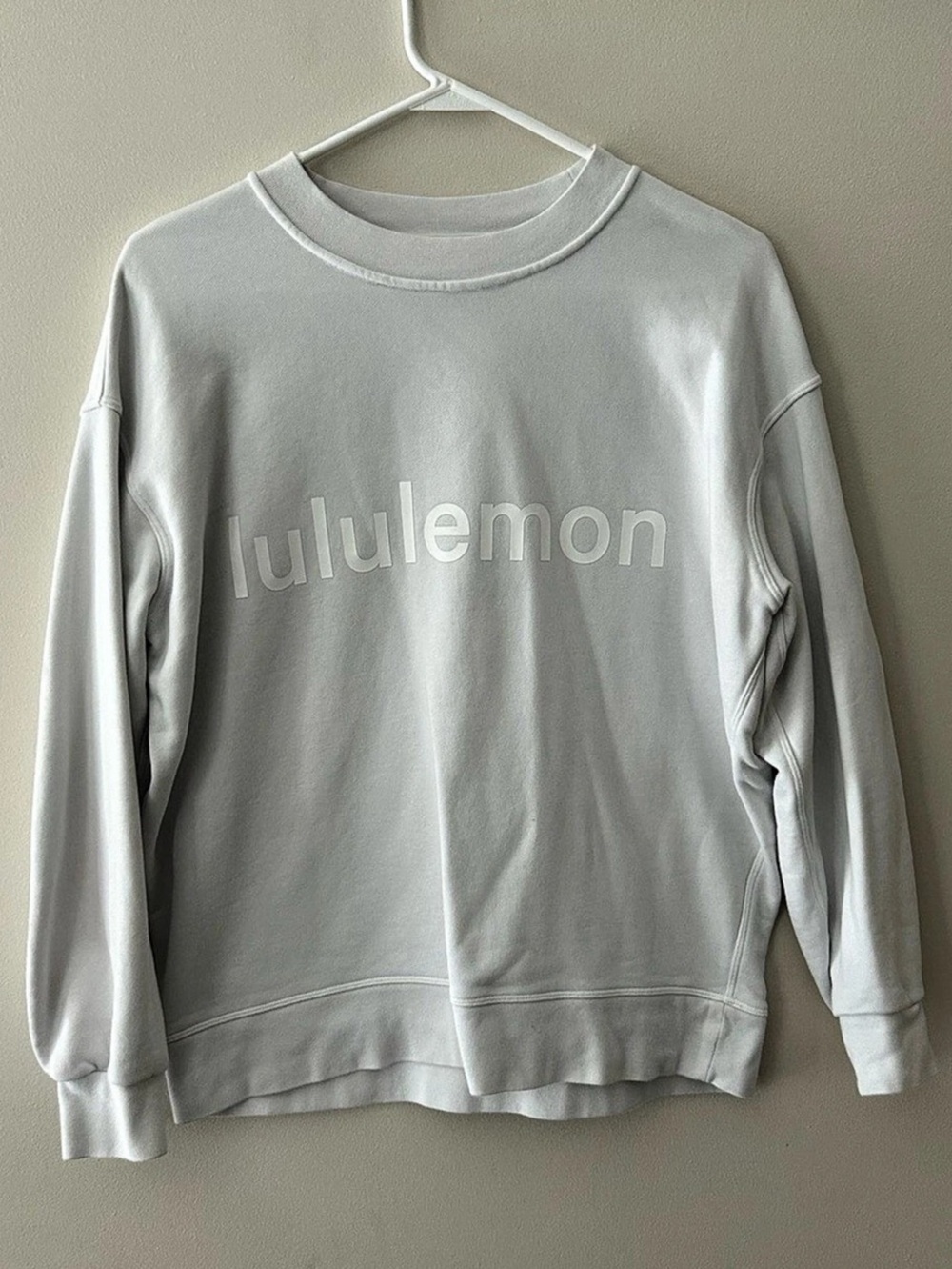 lululemon Perfectly Oversized Fleece Crew Logo White Sweatshirt